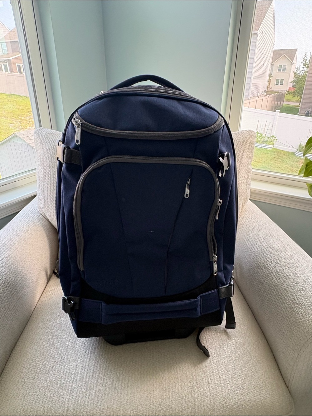 eBags Mother Lode Carry-On Travel Backpack Navy Blue Full Size